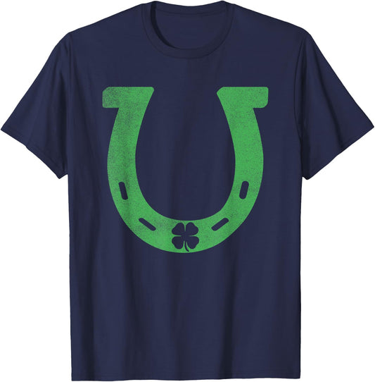 Horseshoe Gift St. Patrick's Day Shamrock Irish Clover Lucky T-Shirt - T-Shirt | Navy