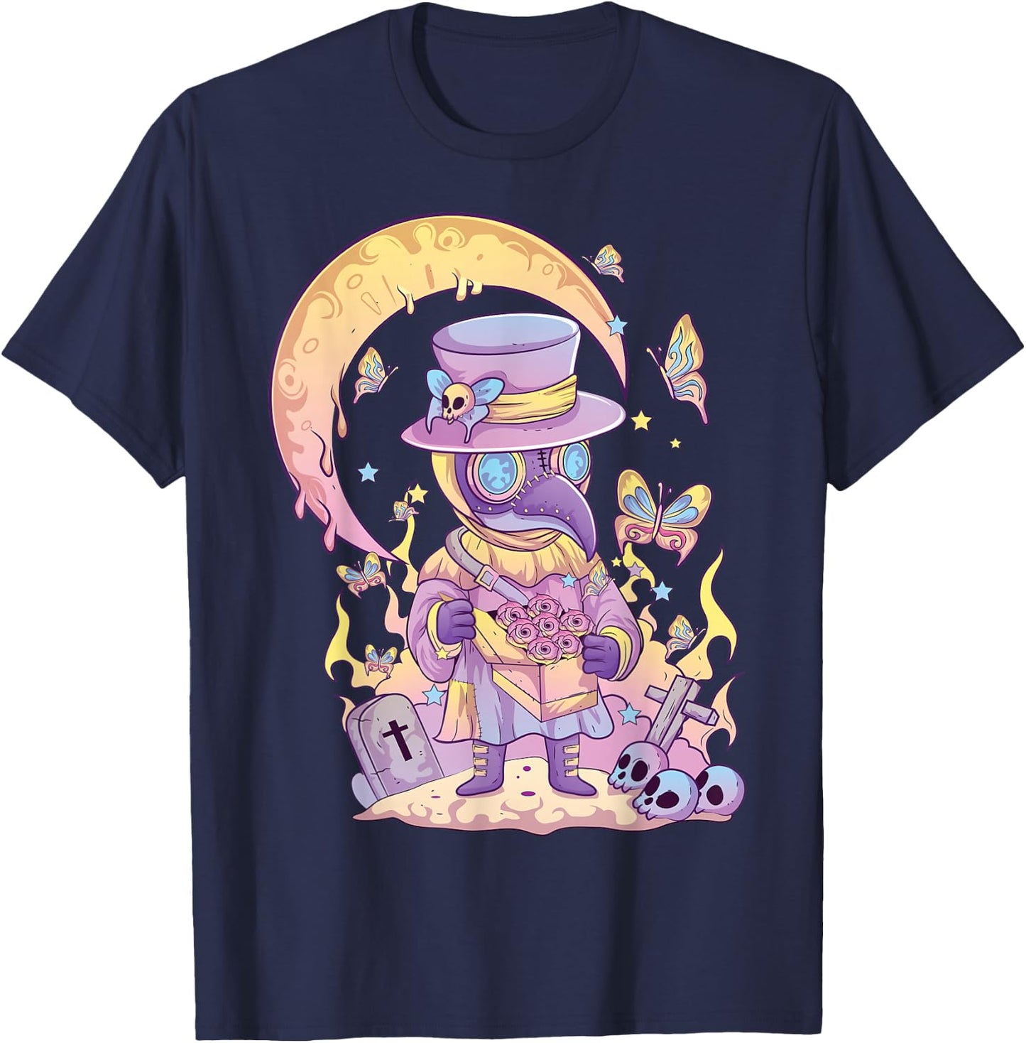 Pastel Goth Cute Creepy Plague Doctor Kawaii Menhera Wiccan Small T-Shirt - T-Shirt | Navy