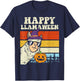 Happy Llamaween Llama Witch Retro Halloween Alpaca Animal T-Shirt - T-Shirt | Navy
