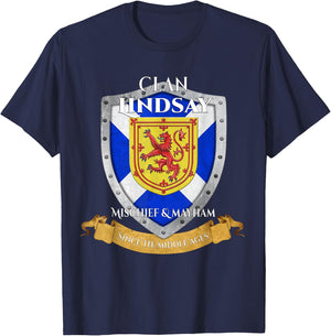 Lindsay Scottish Family Clan Scotland Shield T-Shirt - T-Shirt | Navy