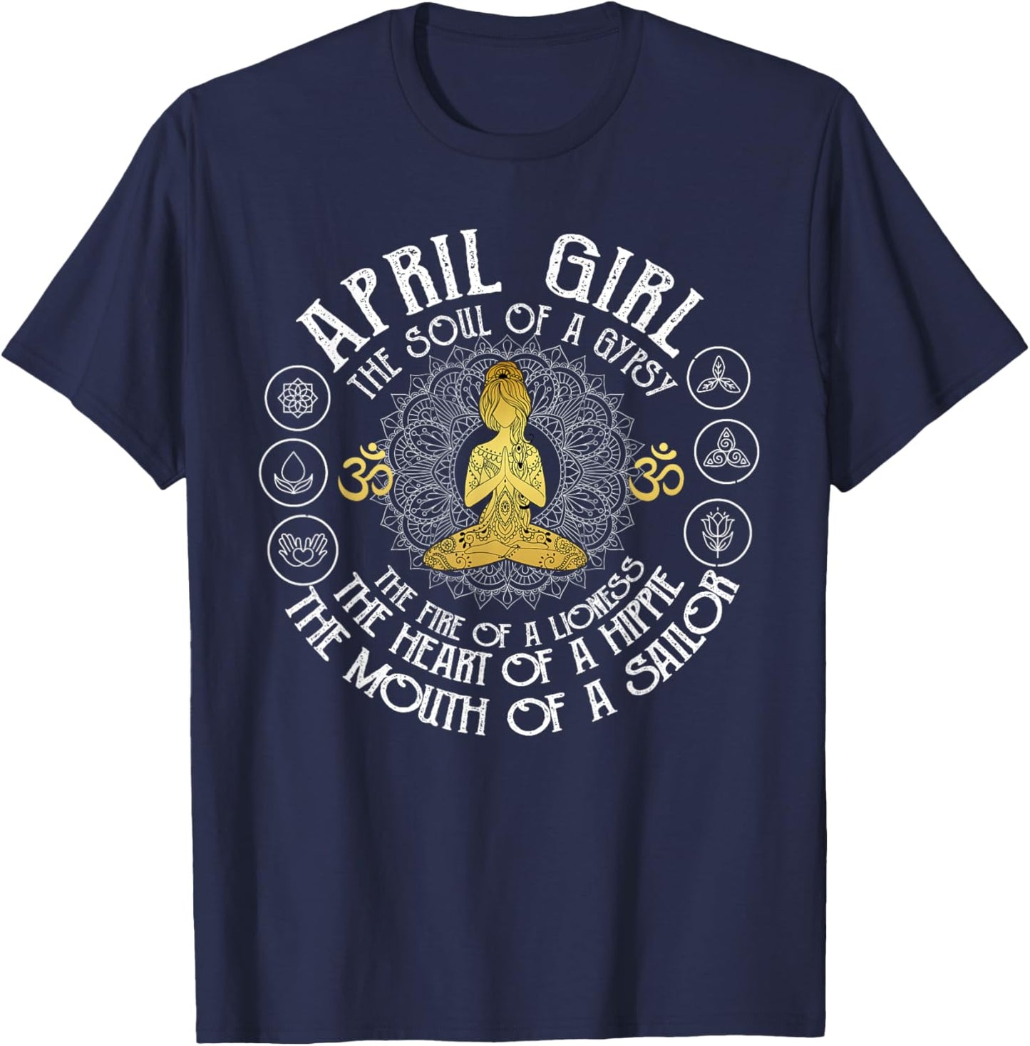 April Girl Witch Soul Funny Cute Vintage Birthday April Yoga T-Shirt - T-Shirt | Navy