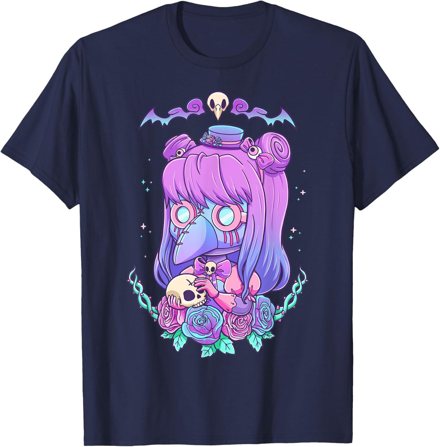 Pastel Goth Creepy Plague Doctress Kawaii Menhera Wiccan T-Shirt - T-Shirt | Navy