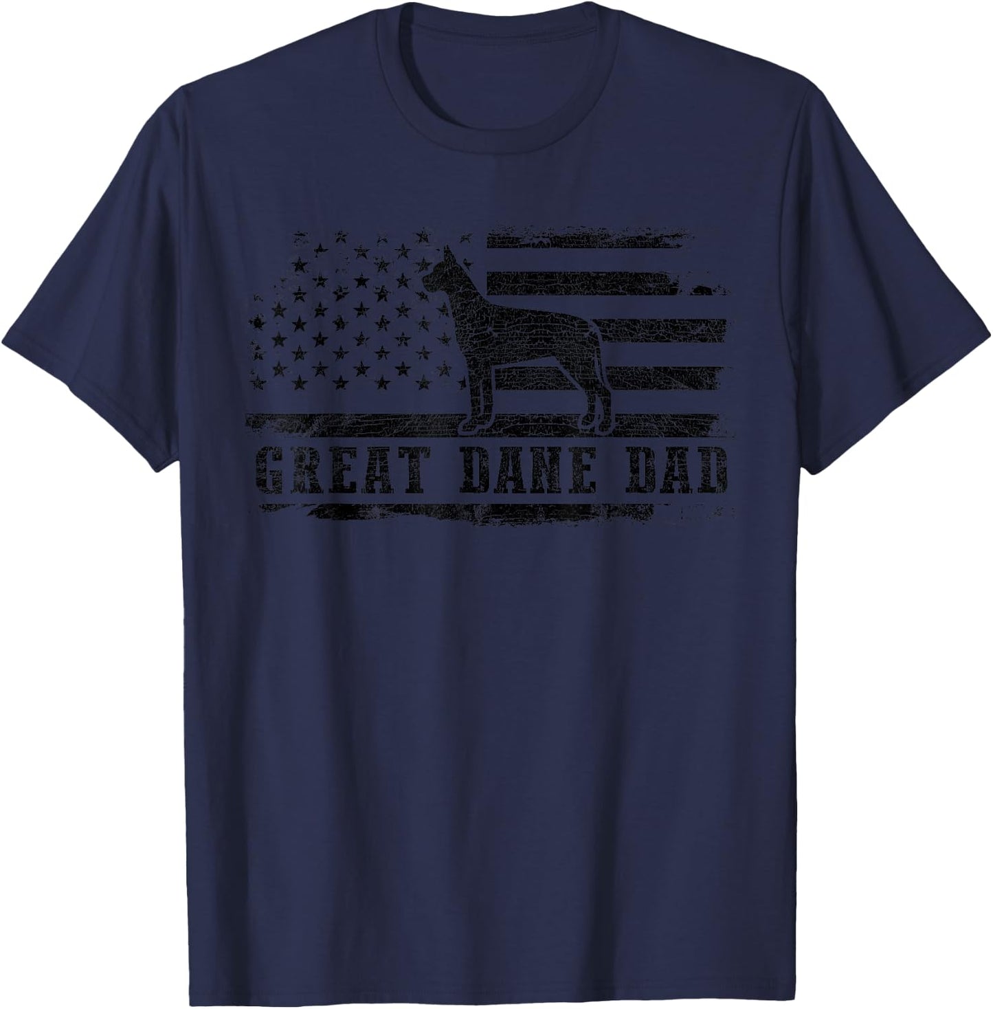 Great Dane Dad Distressed American Flag Patriotic Dog T-Shirt - T-Shirt | Navy