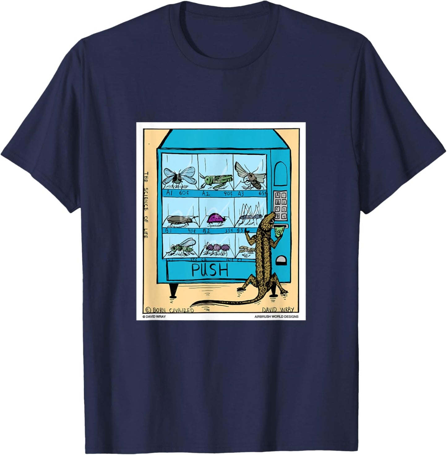 Lizard Using Insect Vending Machine Funny Reptile Gift T-Shirt - T-Shirt | Navy
