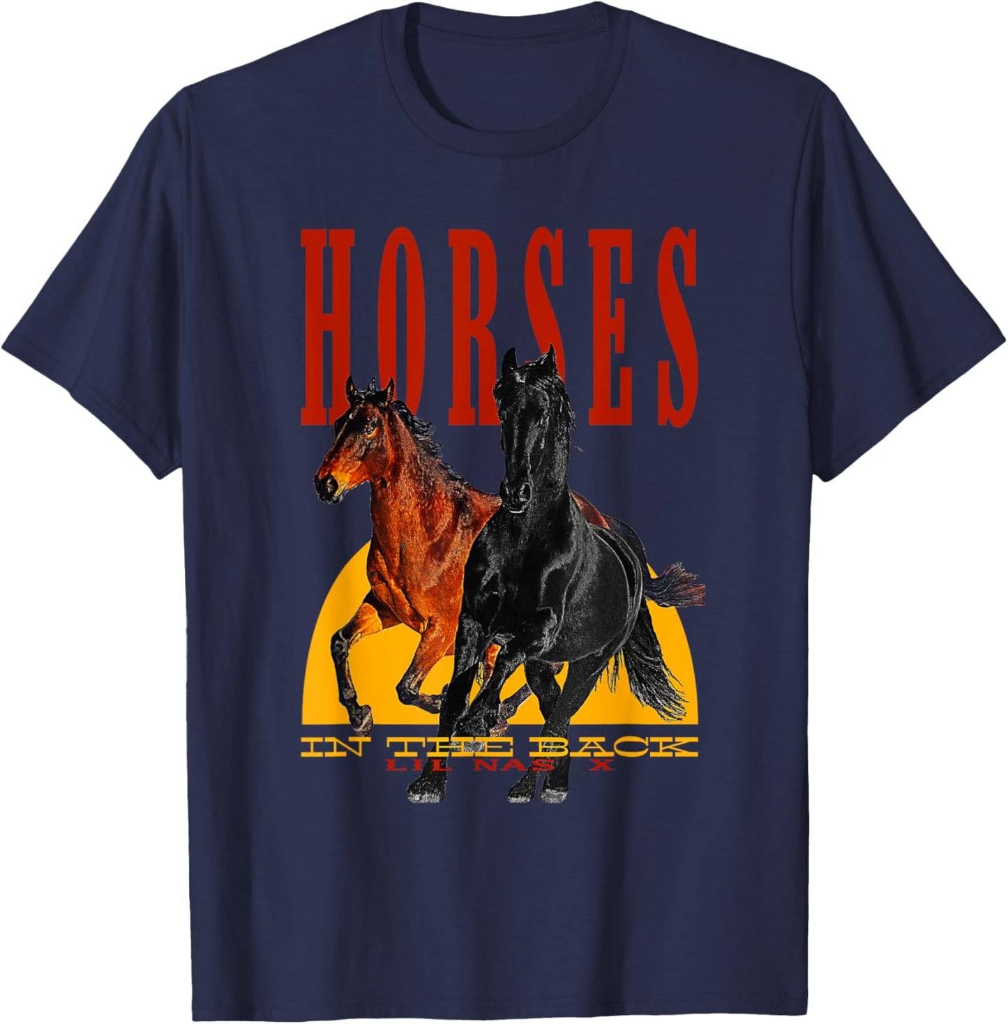 Lil Nas X Official Horses in the Back T-Shirt - T-Shirt | Navy