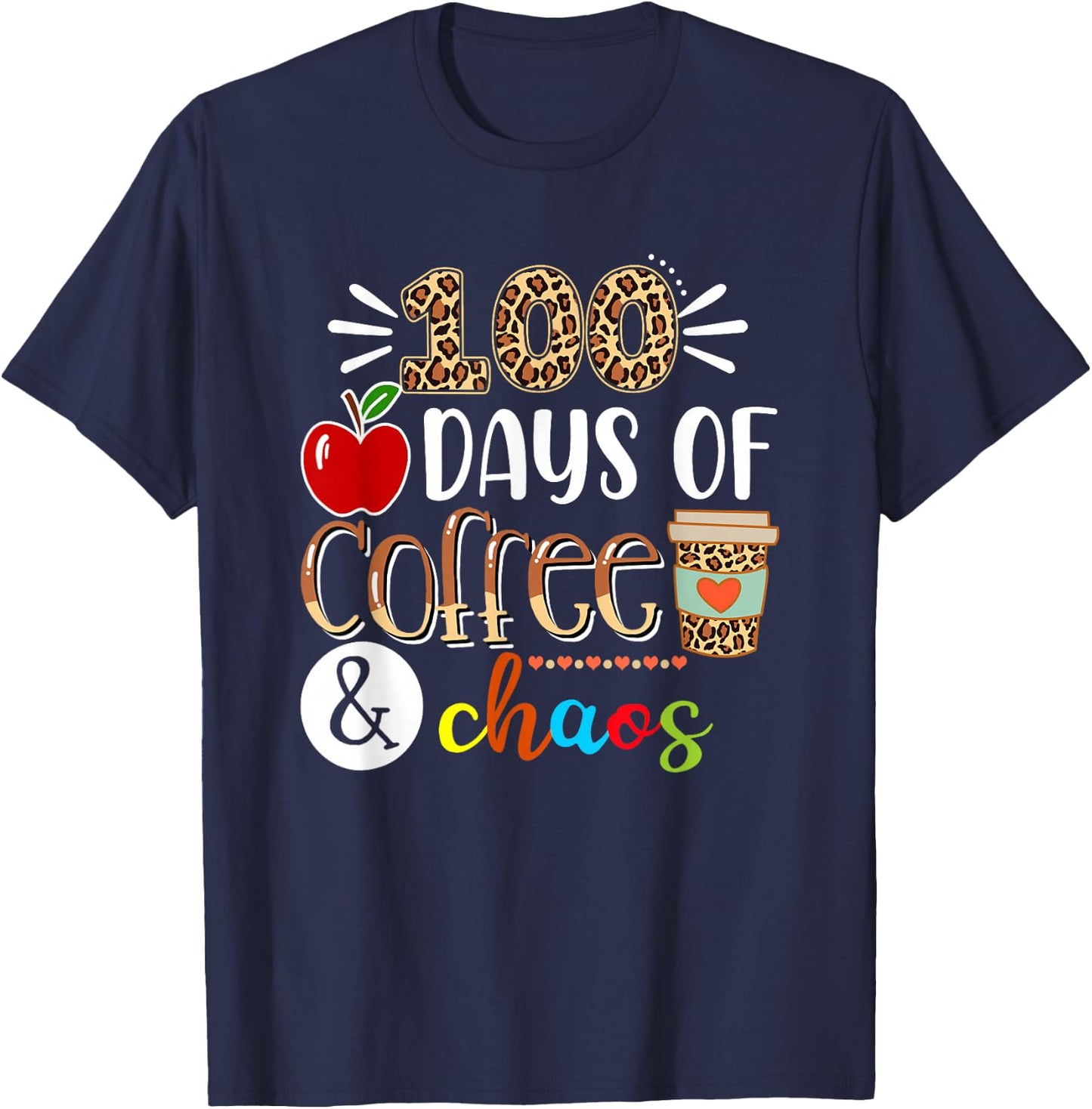 100 Days of School Gifts for Teacher, Teacher 100 Days T-Shirt - T-Shirt | Navy