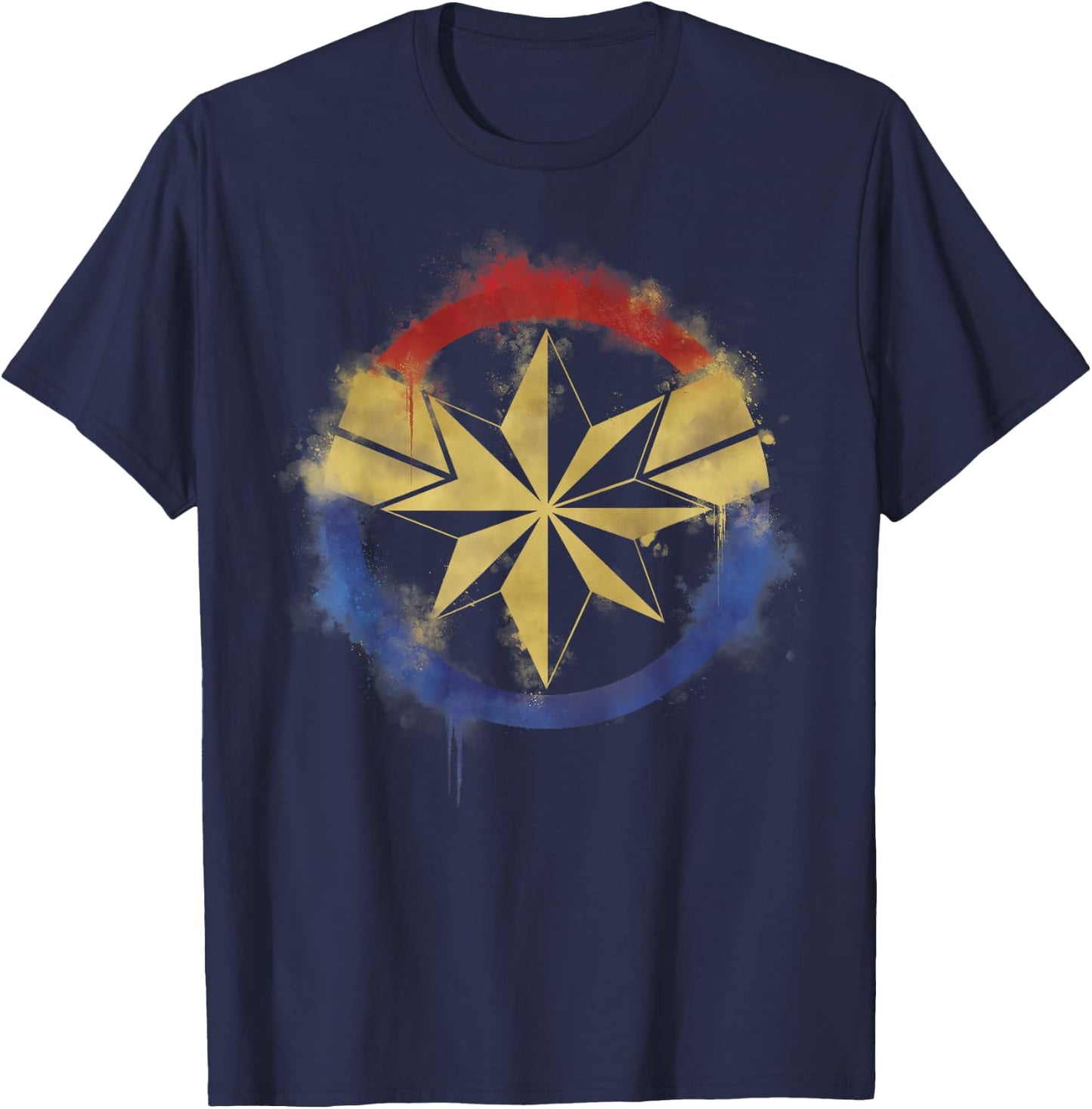 Marvel Avengers Endgame Captain Marvel Spray Paint Logo T-Shirt - T-Shirt | Navy