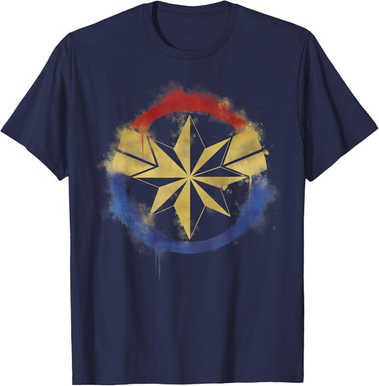 Marvel Avengers Endgame Captain Marvel Spray Paint Logo T-Shirt - T-Shirt | Navy