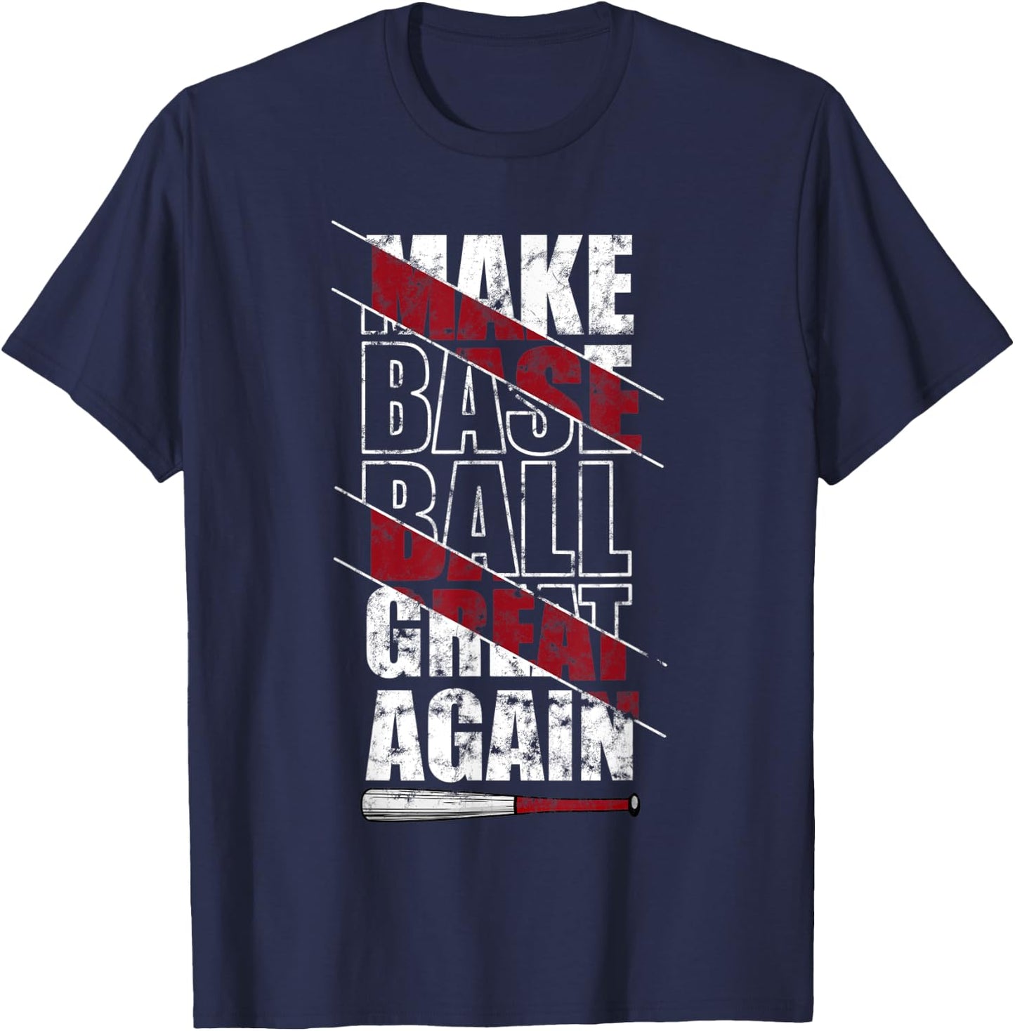 "Make Baseball Great Again" Vintage American Funny Baseball T-Shirt - T-Shirt | Navy