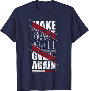 "Make Baseball Great Again" Vintage American Funny Baseball T-Shirt - T-Shirt | Navy