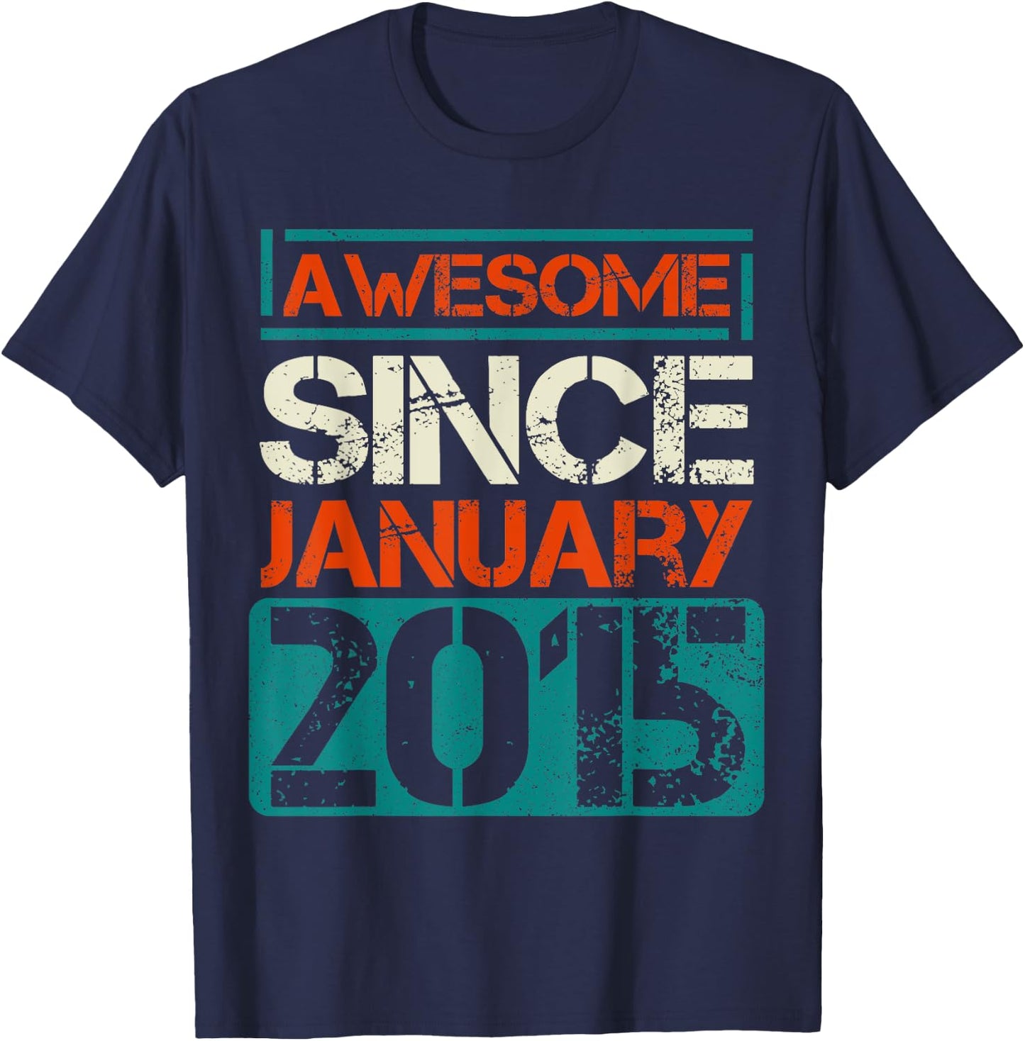 Awesome Since January 2015 shirt 7th 7 Years boys or girls T-Shirt - T-Shirt | Navy