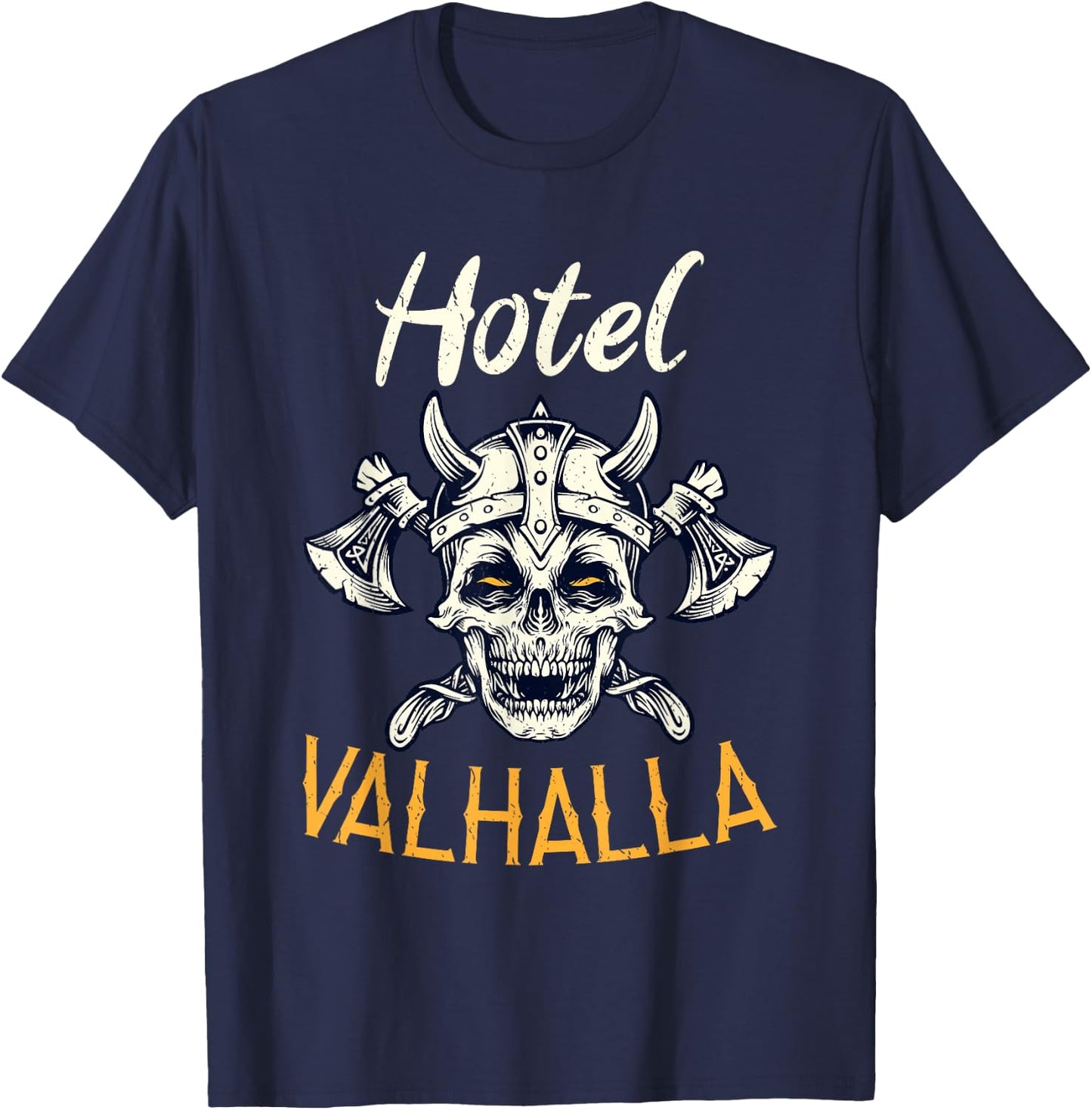 Hotel Valhalla Odin Nordic Viking T-Shirt - T-Shirt | Navy
