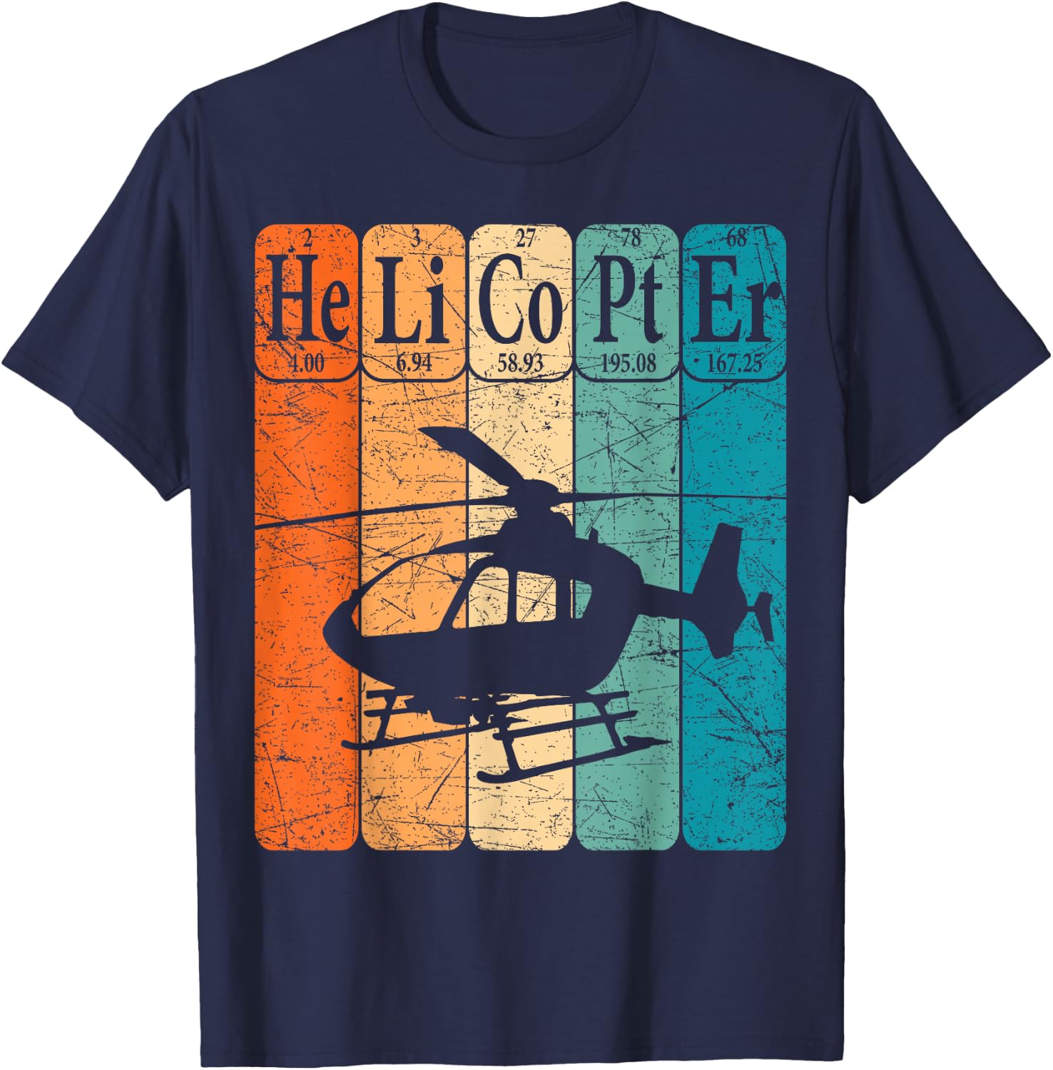Helicopter Periodic Table Elements Aviation Helicopter Pilot T-Shirt - T-Shirt | Navy