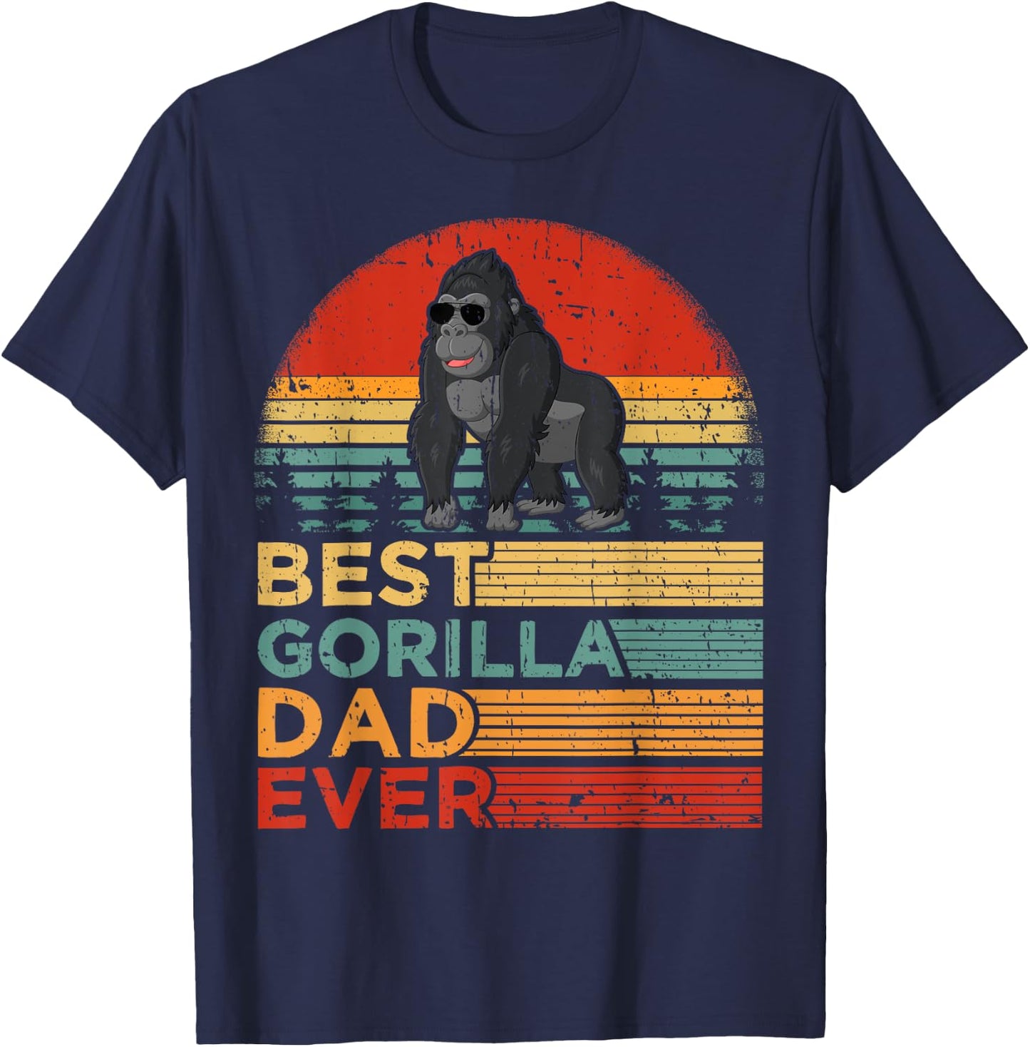 Best Gorilla Dad Ever Funny Vintage Gorilla Father's Day T-Shirt - T-Shirt | Navy