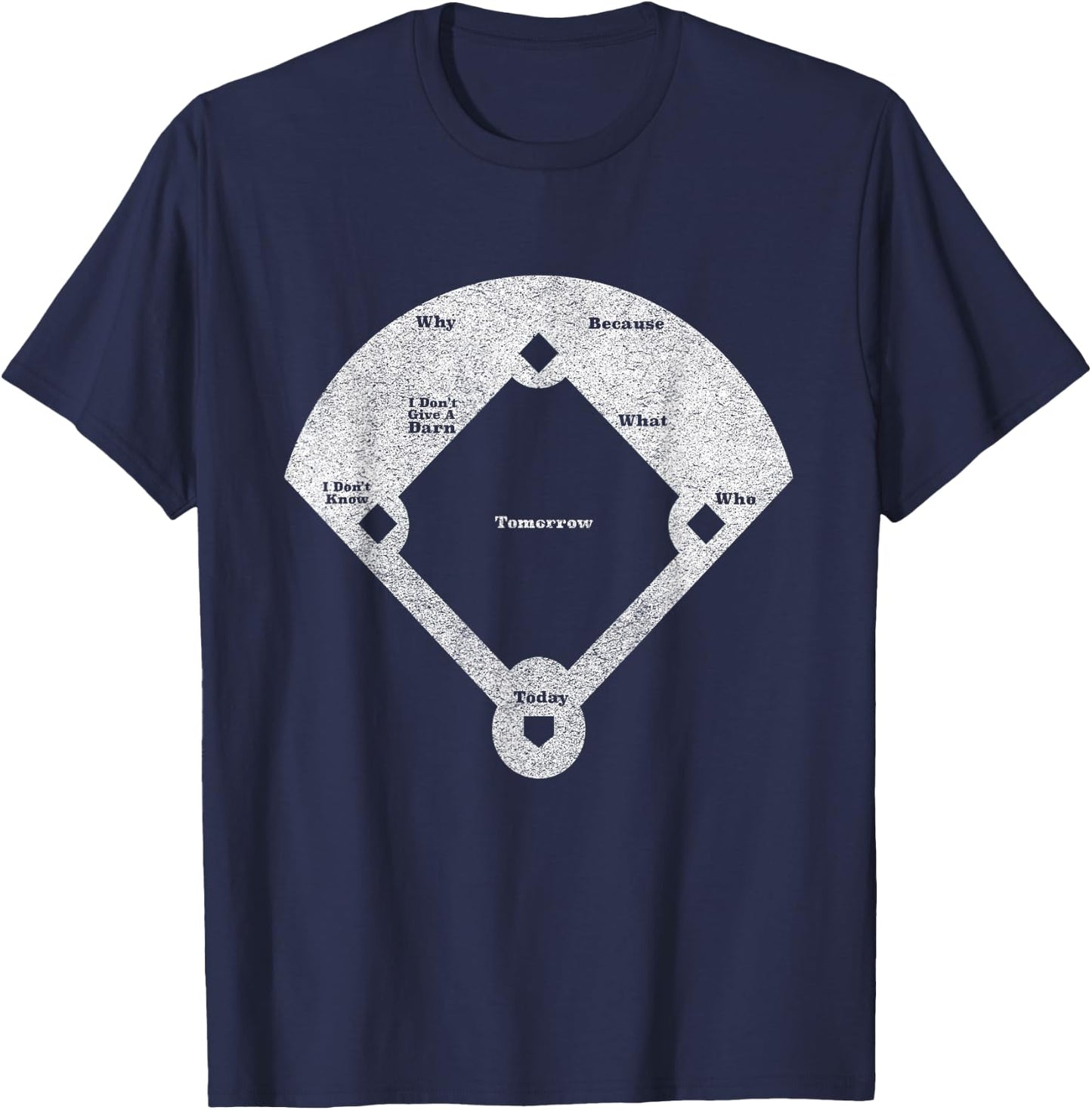 Funny Baseball Who's On First Distressed T-Shirt - T-Shirt | Navy