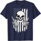 Electrician Skull Electricity Electrical Wiring US Flag T-Shirt - T-Shirt | Navy
