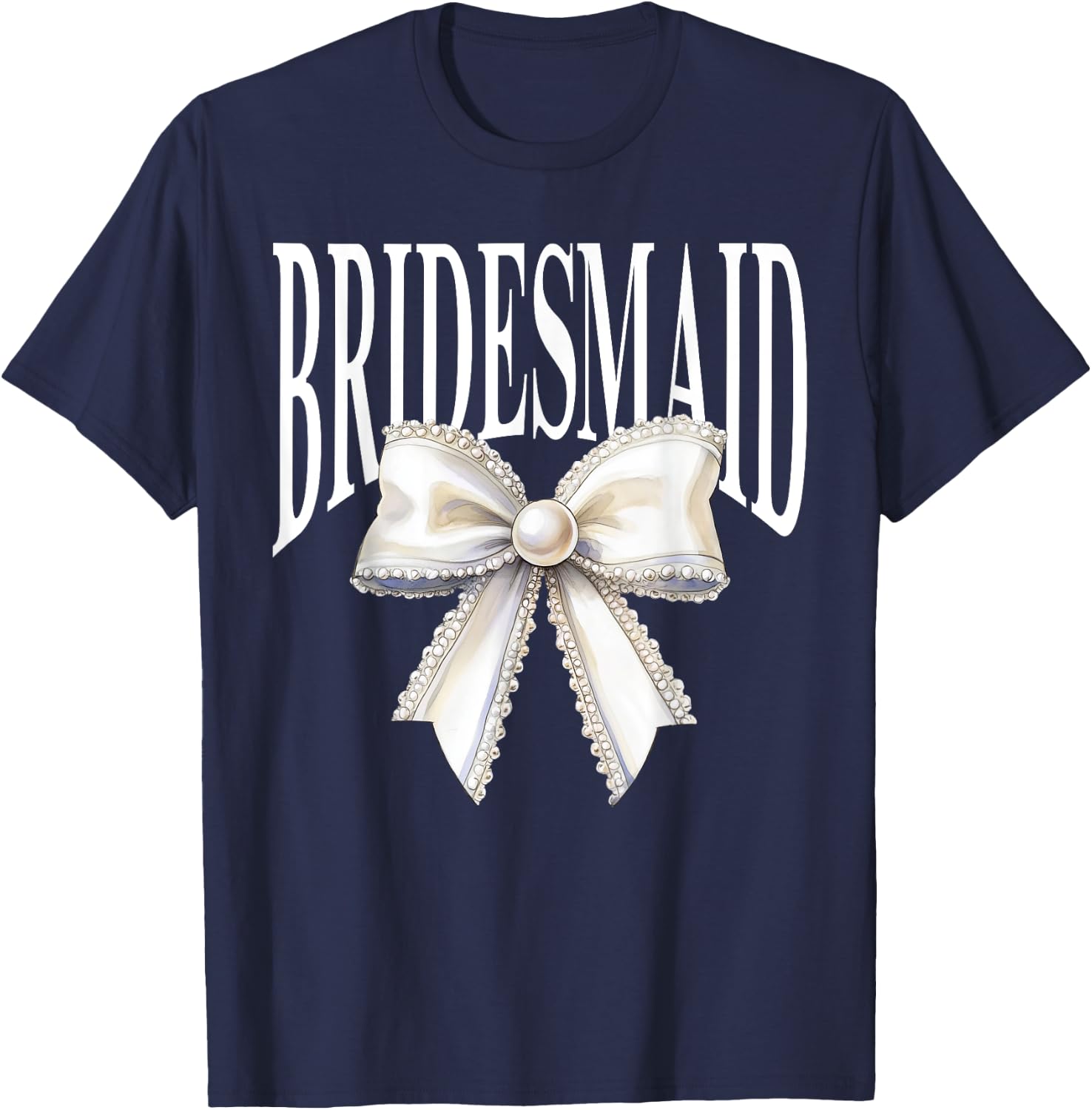 Bridesmaid Retro Bow Bachelorette Party Bride I Do Crew T-Shirt - T-Shirt | Navy