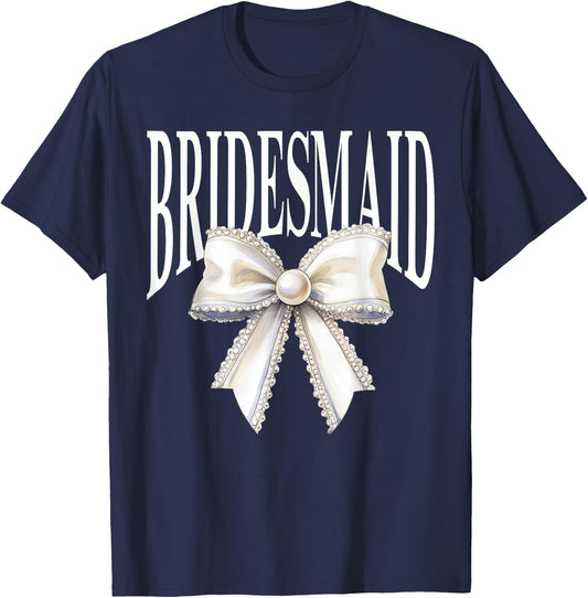 Bridesmaid Retro Bow Bachelorette Party Bride I Do Crew T-Shirt - T-Shirt | Navy