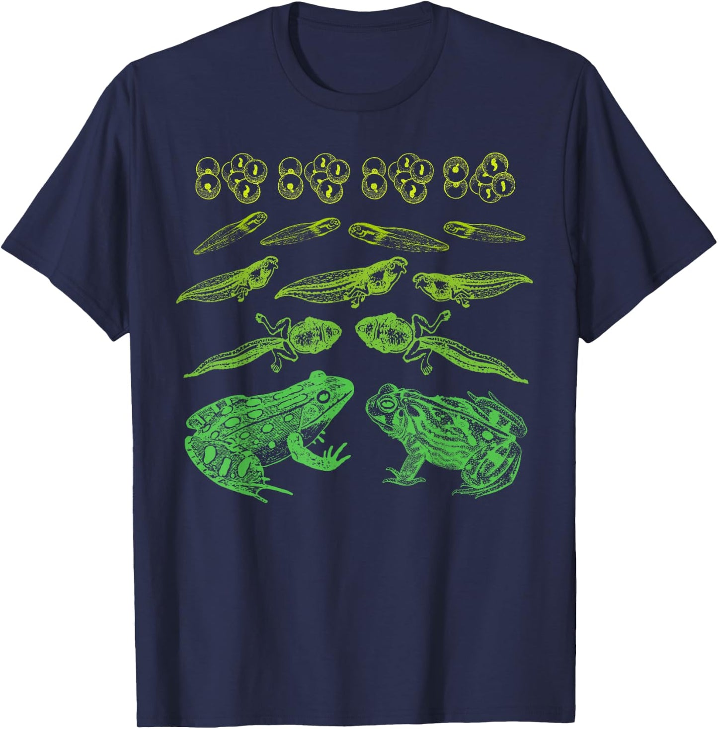 Frog Tadpole Life Cycle Biology Teacher Vintage Science T-Shirt - T-Shirt | Navy