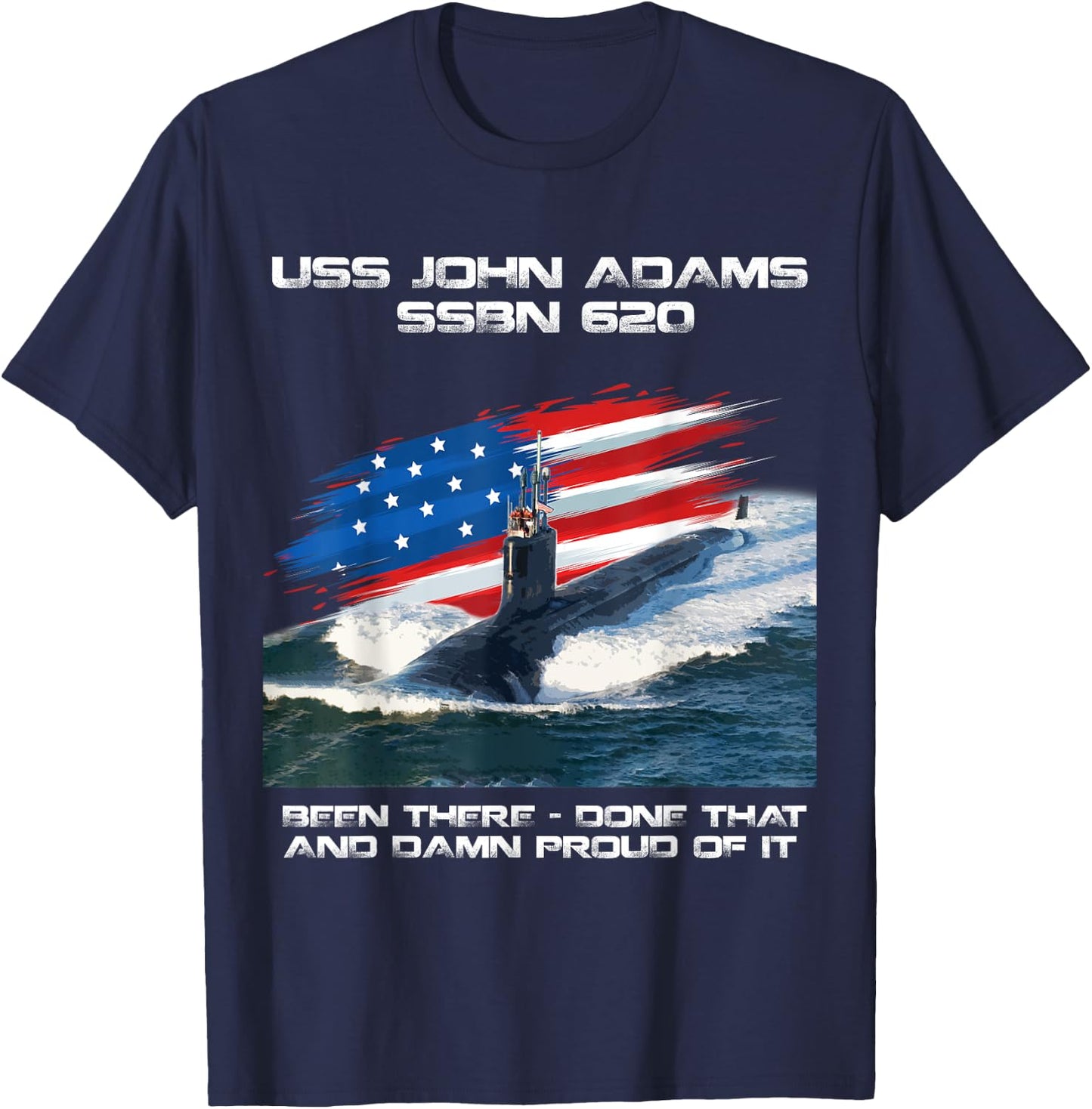 USS John Adams SSBN-620 American Flag Submarine Veteran Xmas Men T-Shirt - T-Shirt | Navy