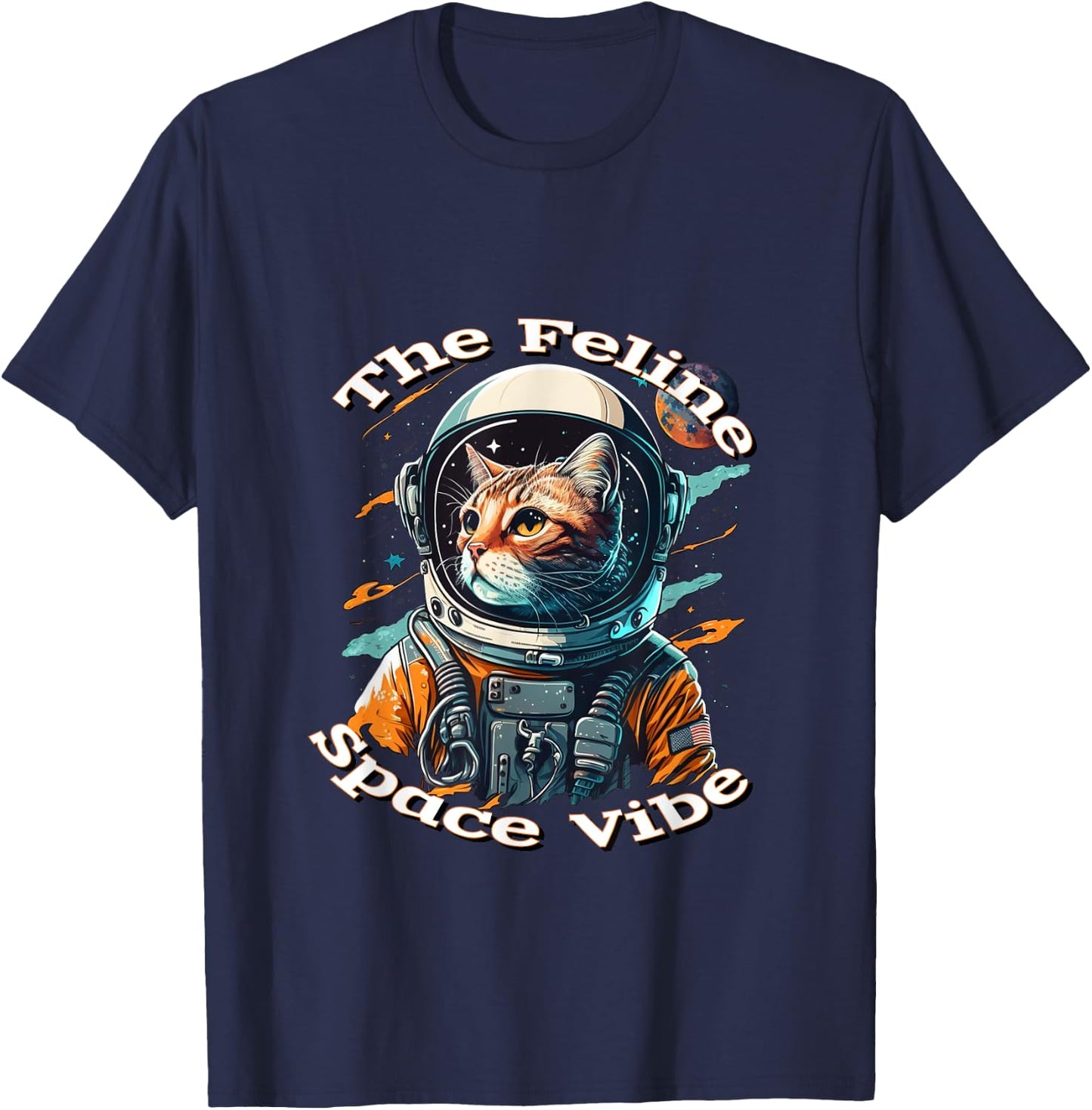 Astronaut Cat I Space I Patriotic Usa I Intergalactic Feline T-Shirt - T-Shirt | Navy