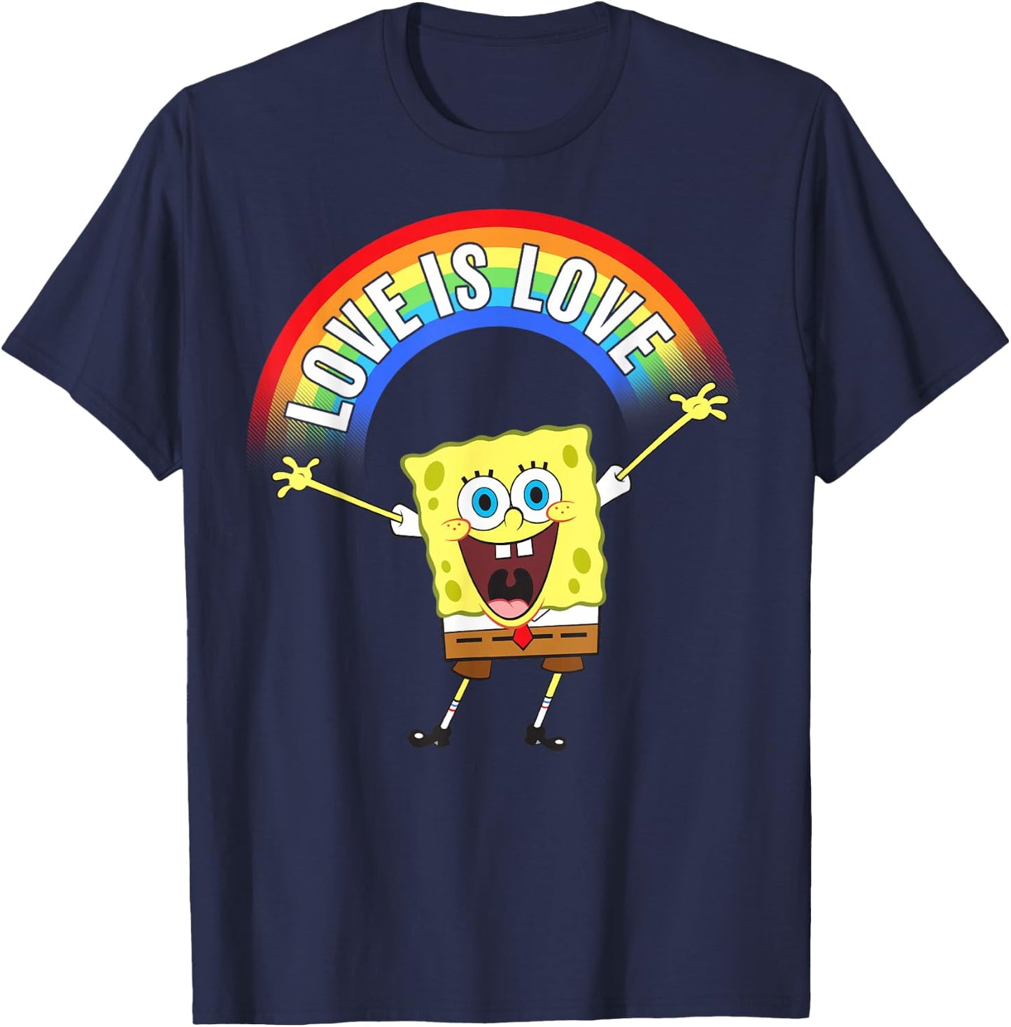 SpongeBob SquarePants Pride Love Is Love Rainbow T-Shirt - T-Shirt | Navy