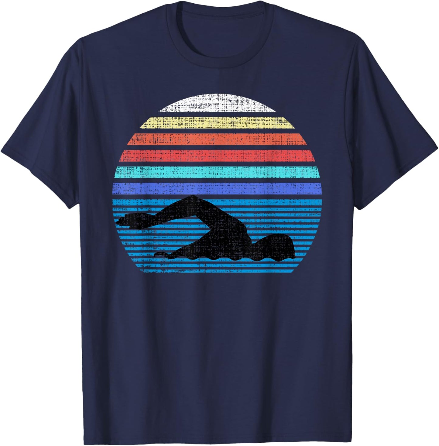 Vintage Retro Swim Swimmer Swimming 80s Gifts T-Shirt - T-Shirt | Navy
