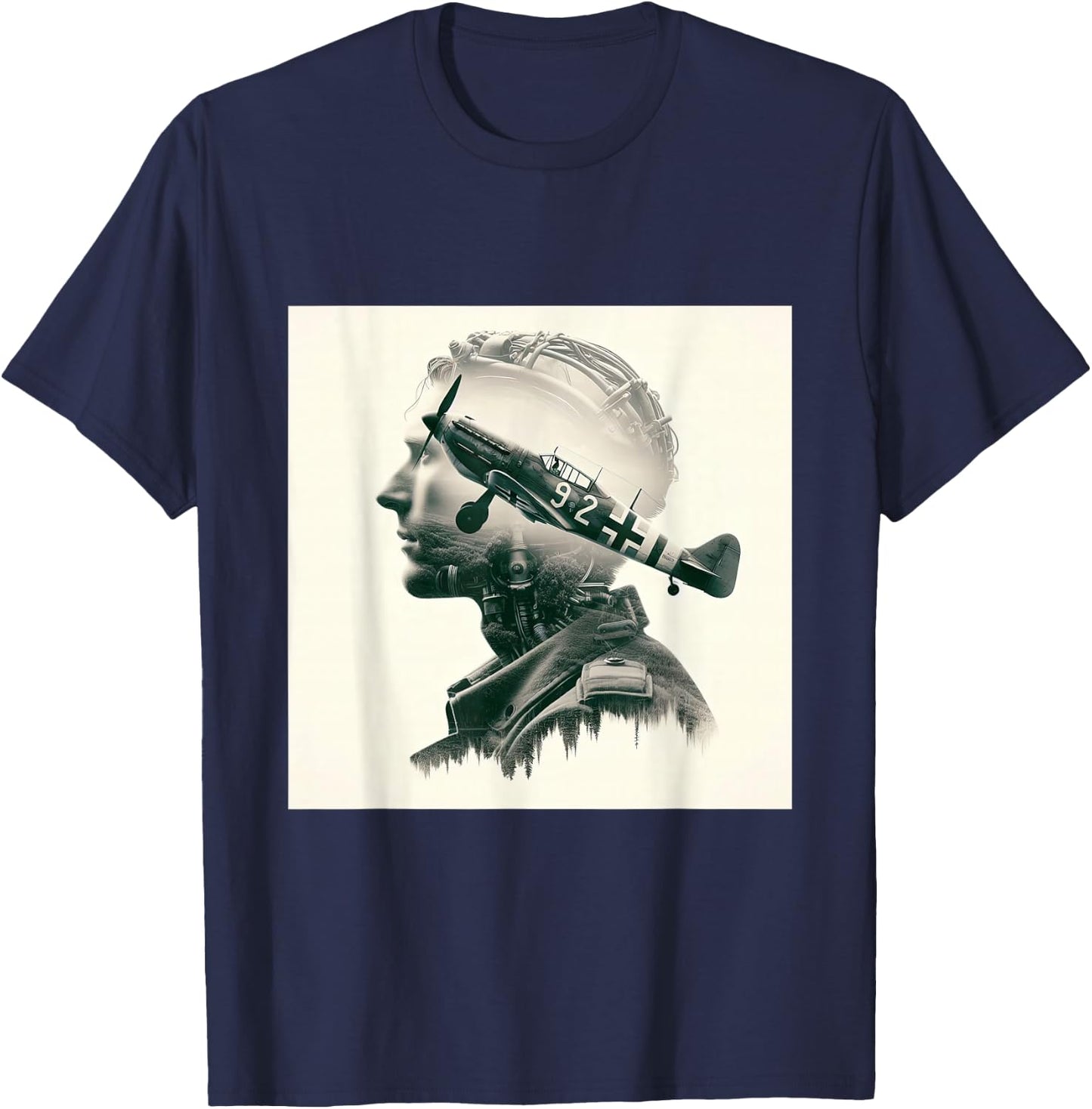 Aviation Legacy Silhouette Vintage Aircraft Enthusiast Art T-Shirt - T-Shirt | Navy