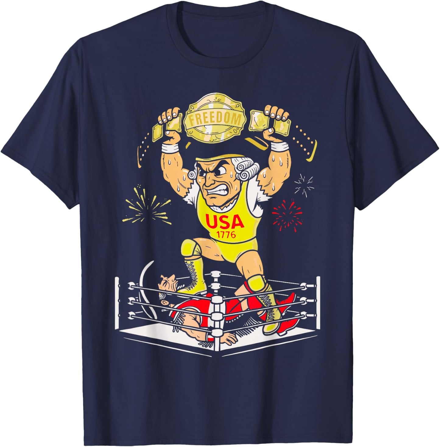250 Years George Washington Wrestling USA 1776 4th of July T-Shirt - T-Shirt | Navy