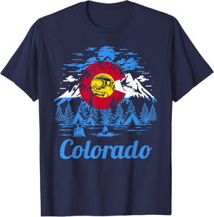 Colorado Big Foot Mountain Graphic Design T-Shirt - T-Shirt | Navy