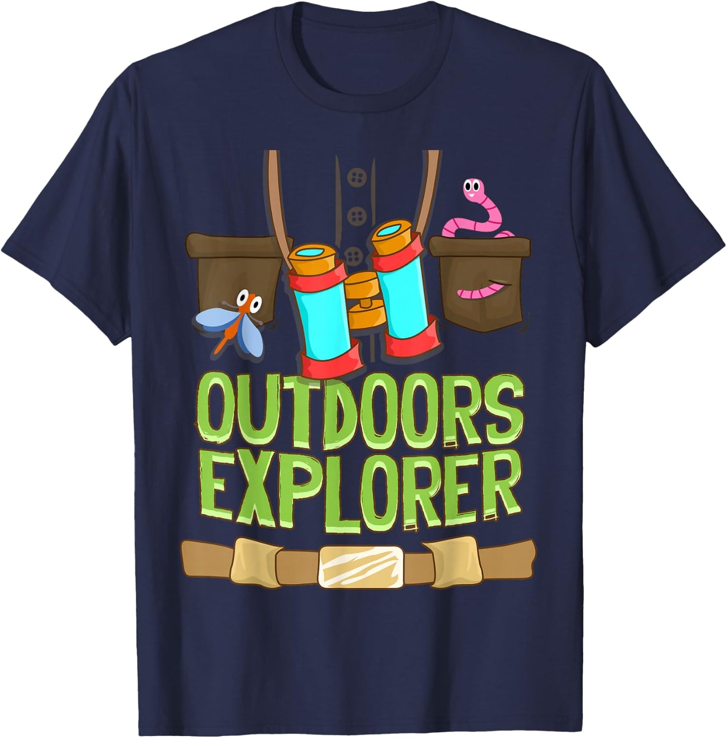 Outdoors Explorer Zookeeper Vest Bugs Binoculars Safari Kids T-Shirt - T-Shirt | Navy