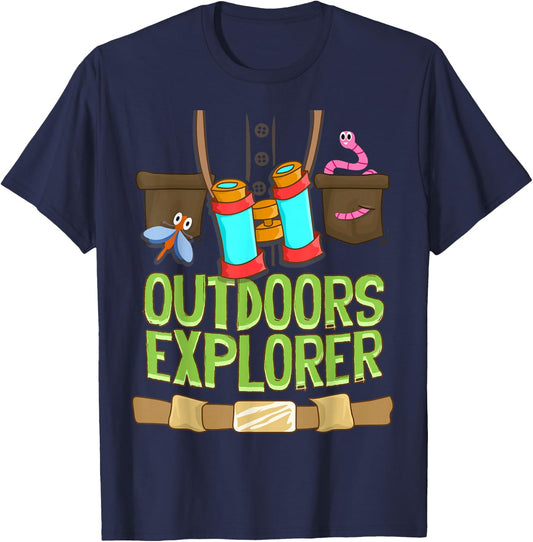 Outdoors Explorer Zookeeper Vest Bugs Binoculars Safari Kids T-Shirt - T-Shirt | Navy