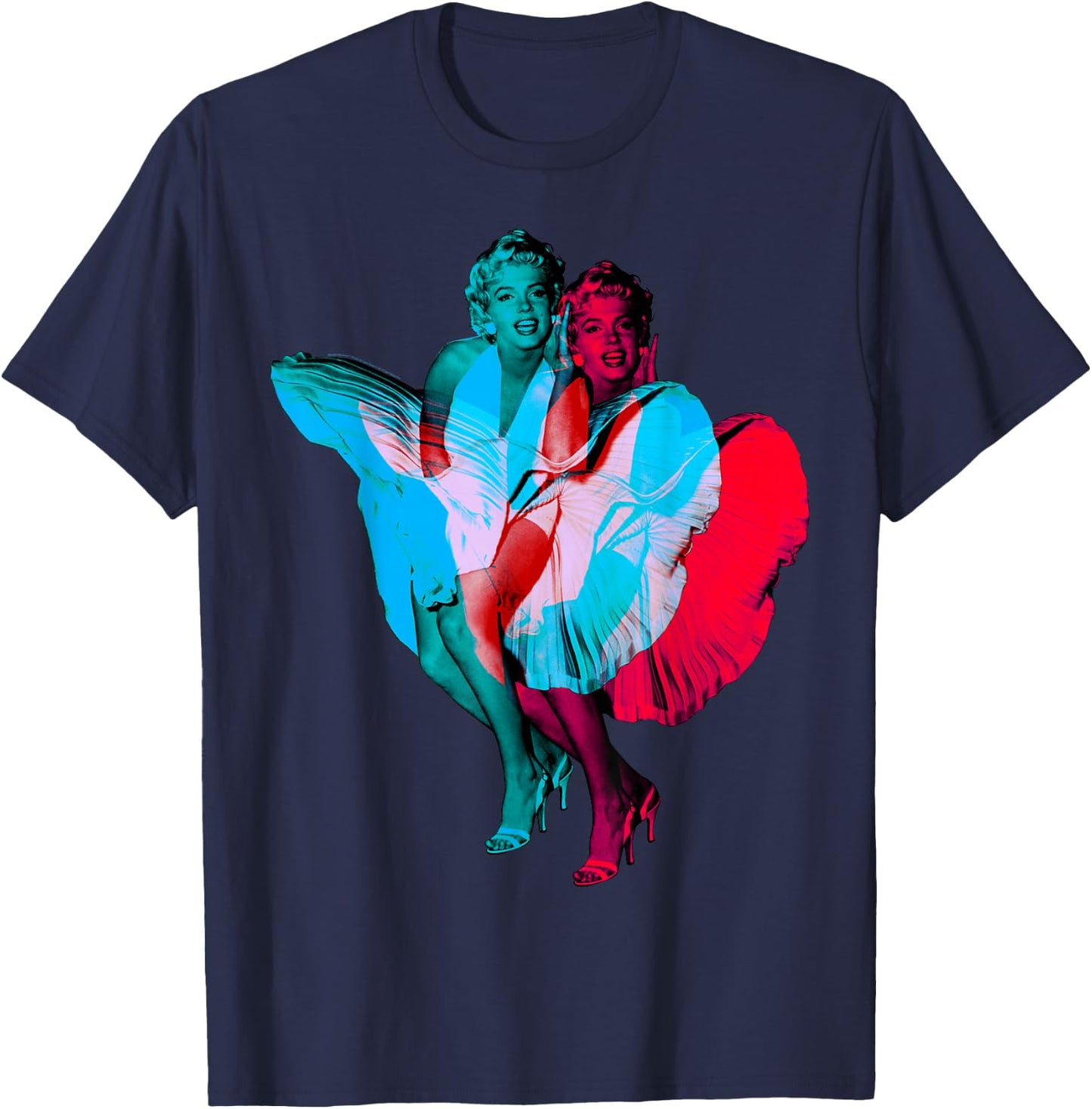 Marilyn Monroe 3D Classic Dress Pose T-Shirt - T-Shirt | Navy