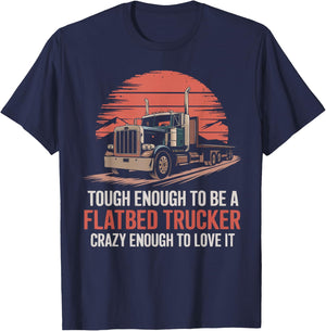 Flatbed Truck Driver Vehicle Truck Driving Trucker T-Shirt - T-Shirt | Navy