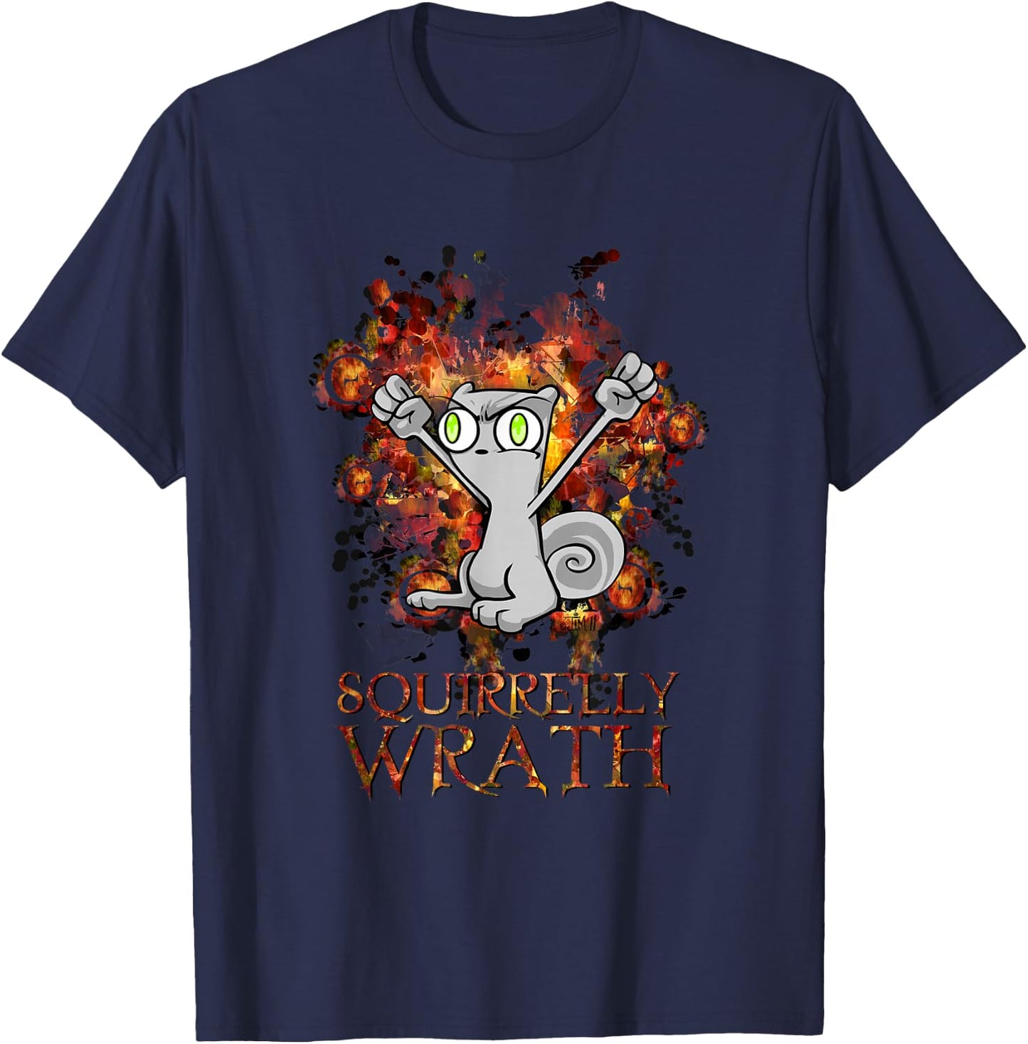iLL WiLL PrEss, LLC Squirrelly Wrath: Foamy The Squirrel Adult Black Cartoon Animal T-Shirt - T-Shirt | Navy