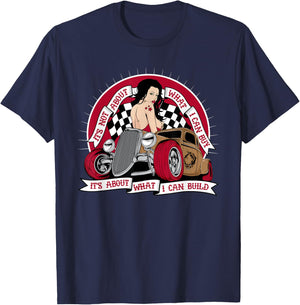 Hot Rod T Shirt Retro 50s Rockabilly Rock N Roll Pin up Girl T-Shirt - T-Shirt | Navy