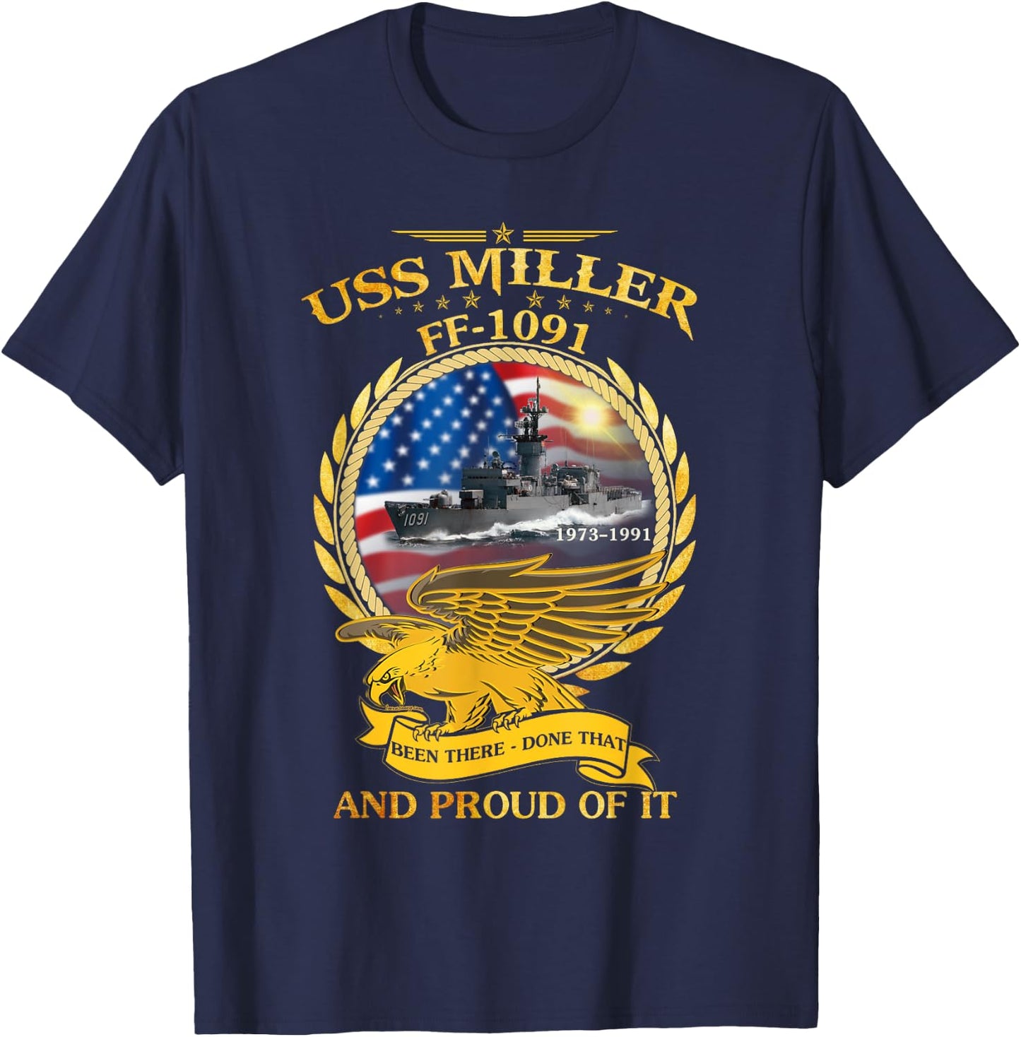 USS Miller (FF-1091) T-Shirt - T-Shirt | Navy