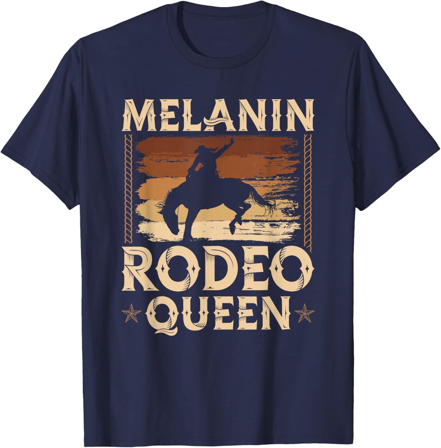 Bronc Riding Melanin Rodeo Queen African American Cowgirl T-Shirt - T-Shirt | Navy