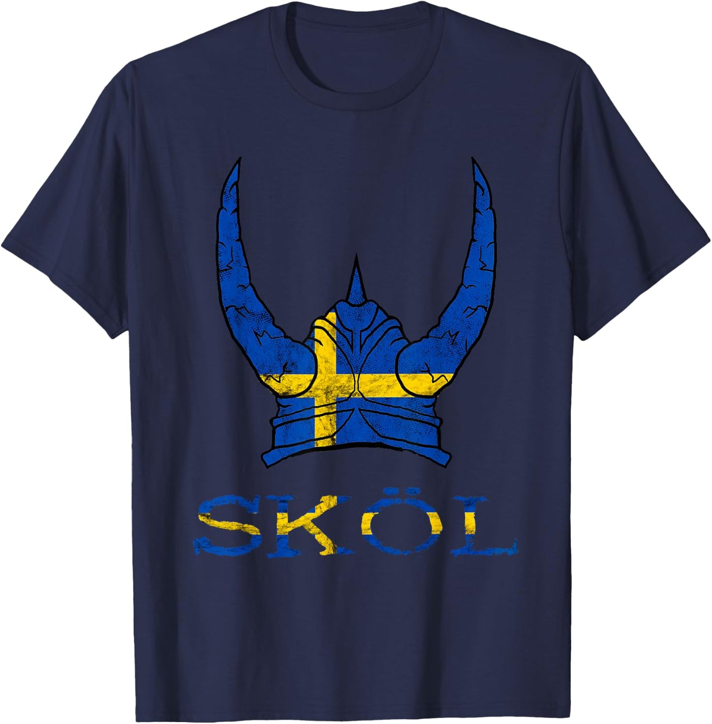 Skol Swedish Viking Helmet Sweden Nordic Northman Swede T-Shirt - T-Shirt | Navy