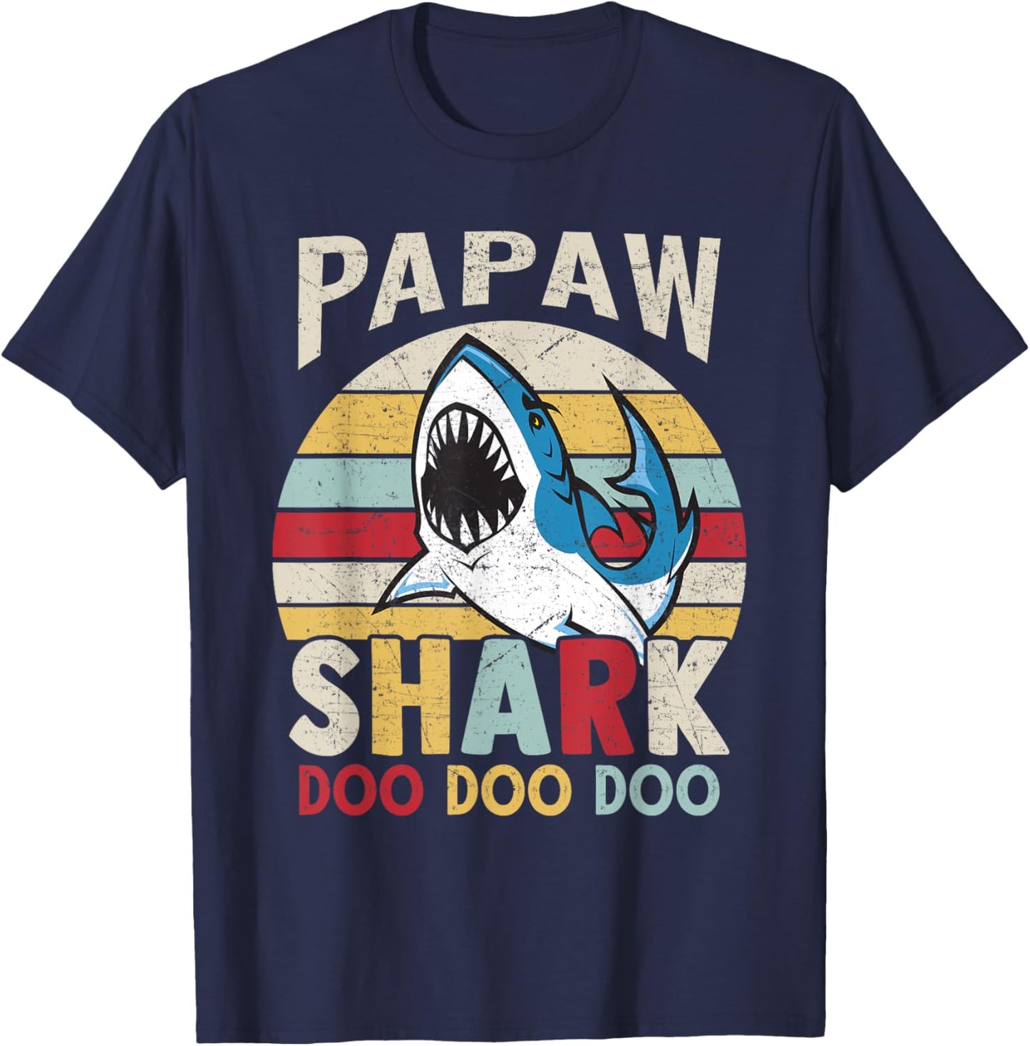 FAMILY 365 Fathers Day Funny Papaw Shark Grandpa Gift Men T-Shirt - T-Shirt | Navy