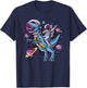 Dabbing Astronaut T-Rex Dinosaur Space All Moon Astronaut T-Shirt - T-Shirt | Navy