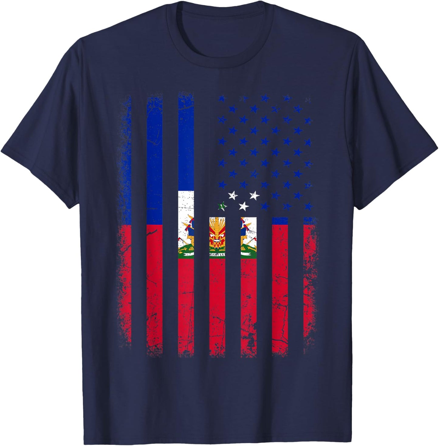Haitian American Flag Haitian Roots Haiti America T-Shirt - T-Shirt | Navy
