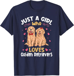 Just a Girl who Loves Golden Retrievers T-Shirt - T-Shirt | Navy
