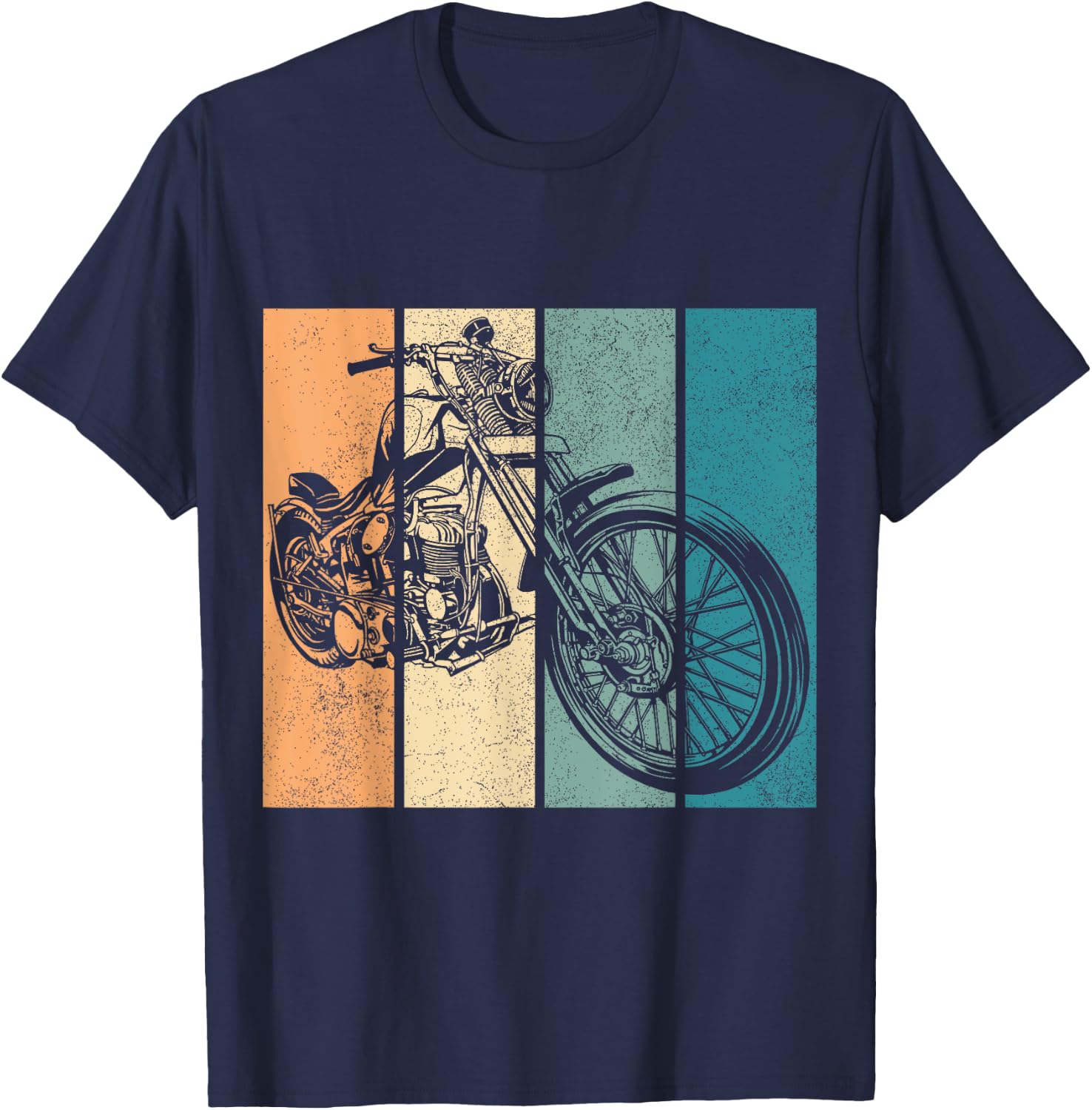 Vintage Retro Motorcycle Chopper Bikers Men Women Boys Girls T-Shirt - T-Shirt | Navy