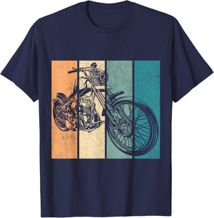 Vintage Retro Motorcycle Chopper Bikers Men Women Boys Girls T-Shirt - T-Shirt | Navy