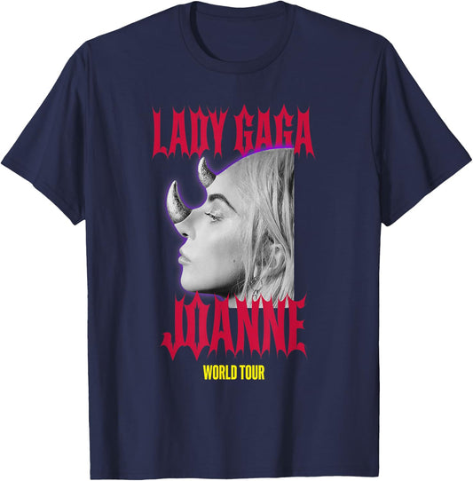 Lady Gaga Official Horns Black Small T-Shirt - T-Shirt | Navy