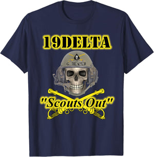 Army Cavalry Scouts MOS - veterans - Skull design on front T-Shirt - T-Shirt | Navy