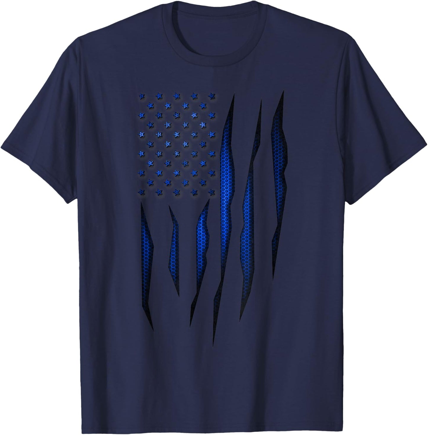 Blue Carbon Onyx American Flag Men T-Shirt - T-Shirt | Navy