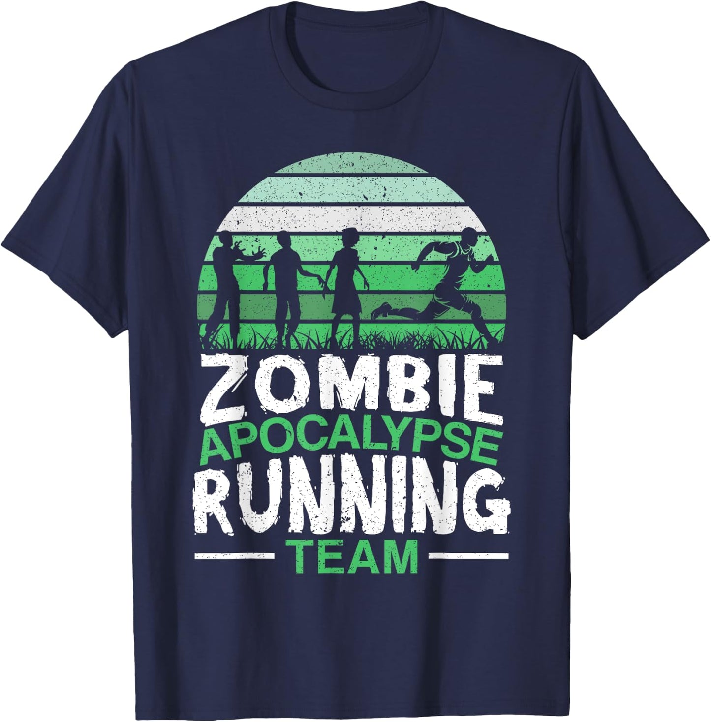 Zombie Apocalypse Running Team Halloween Trick Or Treat T-Shirt - T-Shirt | Navy