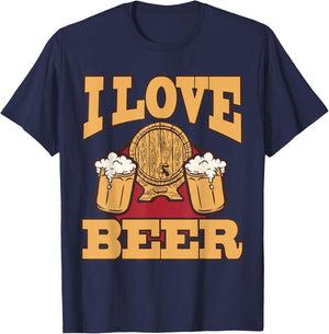 I love beer mug malt brewery drink alcoholic beverage T-Shirt - T-Shirt | Navy